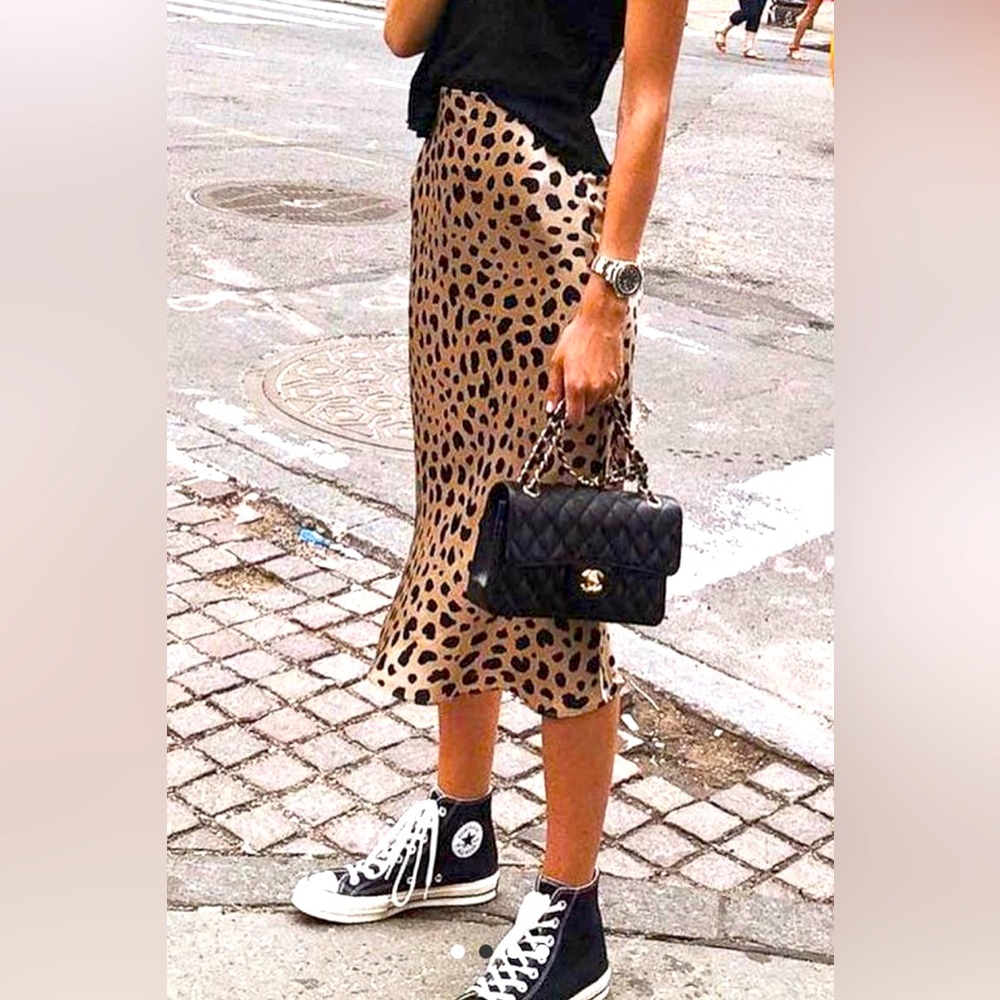 Leopard Satin skirt